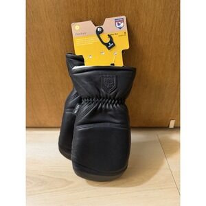 Hestra Leather Mitt Size 8 Black Goat Leather New Unisex Removable Lining Ski